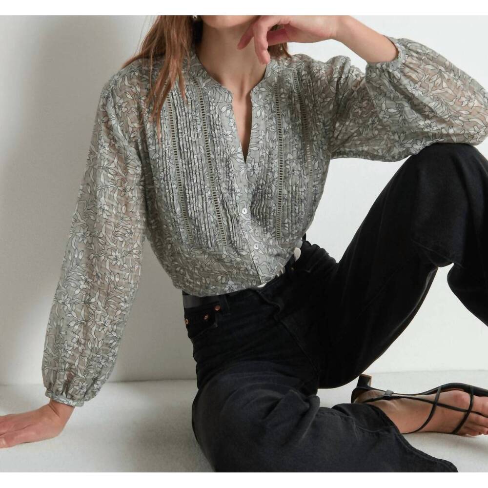 NEW NATION LTD vella pintucked top in silver